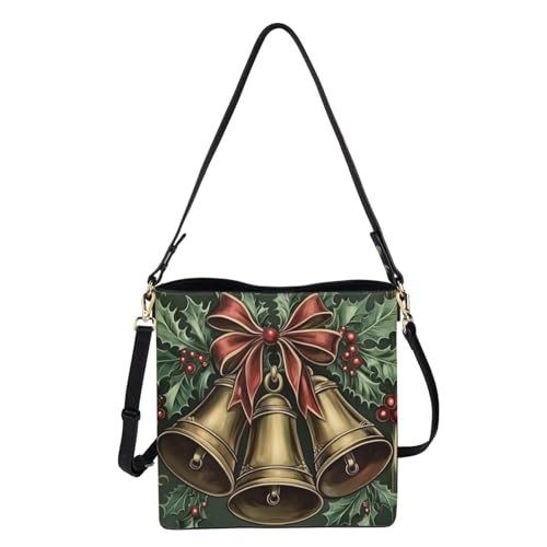 Image of HUGS IDEA Boho Bags for Women Leather Handbag Shoulder Bucket Crossbody Purse