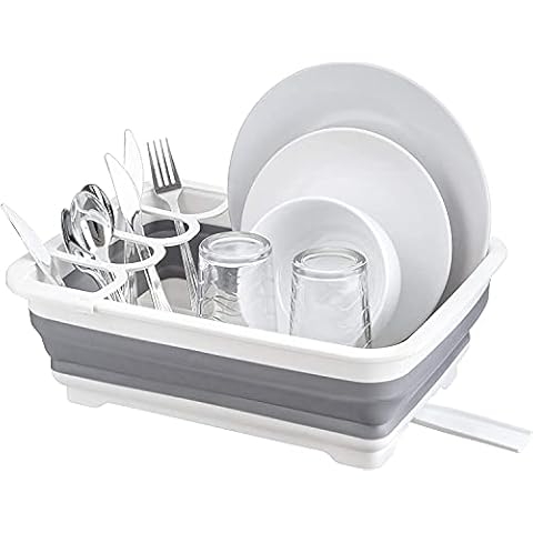 Dashmesh Onlines Extendable Collapsible Dish Drainer Rack with Cutlery Divider Cover