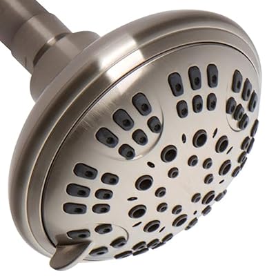 ShowerMaxx Luxury Spa Series , 6 Spray Setting, 4.5 Inch Adjustable High Pressure Shower Head Fixture for Hard Water, 360-Degree Tilt Massage Shower System - Brushed Nickel
