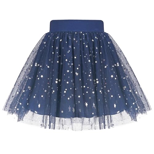 Sunny Fashion Filles Jupe Bleu Marin Lune Étoile Taille Haute Pétillant Tutu Danse Tulle 7-8 Ans