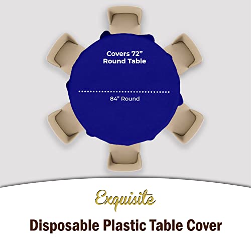 Image of Party Solids Navy Round Plastic Tablecloth - 84 Inch, Pack Of 24