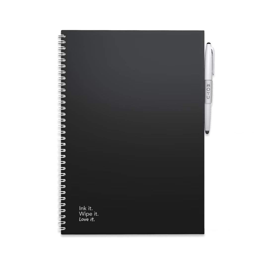 MOYU Erasable Notebook - A4 Stone Paper - Hardcover - Pitch Black - Multifunctional Pages - Includes Erasable Pen, Cloth, and Pen Holder — image 1