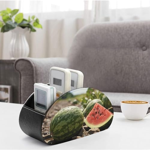 Support de télécommande au sol en similicuir chic avec rangements verticaux - 5