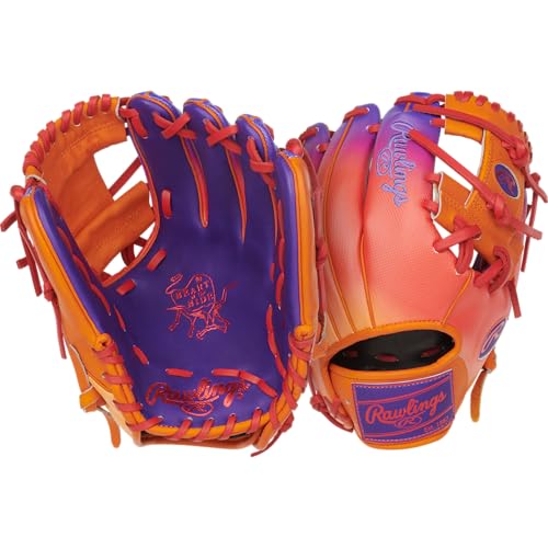 Rawlings | Heart of The Hide Baseball Glove | Funburst Series | Right Hand Throw | 11.5' | Infield | Pro I-Web | Purple/Orange/Scarlet