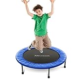 ANCHEER Cama elástica de Fitness de 96 cm para Adultos y niños, Plegable, con Almohadilla de Seguridad para Interior,...