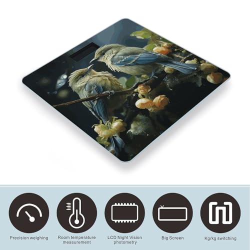Báscula digital baño hojas verdes con pantalla LCD miniatura 3