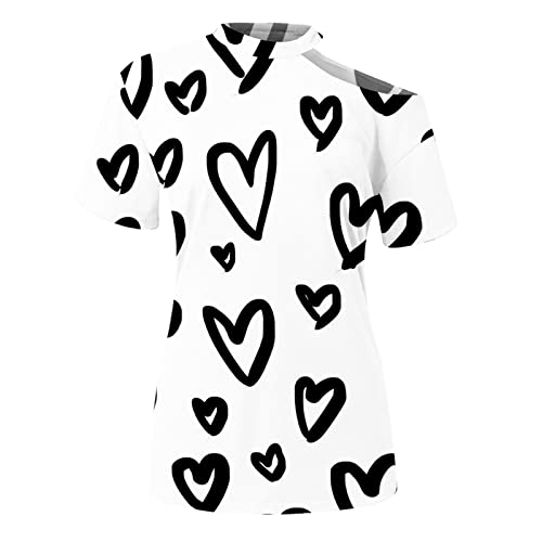 Blusa camiseta feminina outono verão sem alças manga curta gola redonda algodão gráfico MP MP, Branc