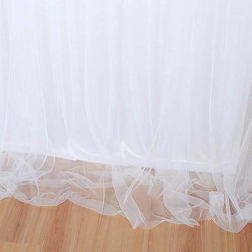 Image of 2pcs Backdrop Decoration Net Tulle Large Size, Nylon Made, Reusable, Soft, Wrinkled Free, 8 x 5 ft Each, Cabana Tent Party Decoration Items for Birthday, Anniversary (White)