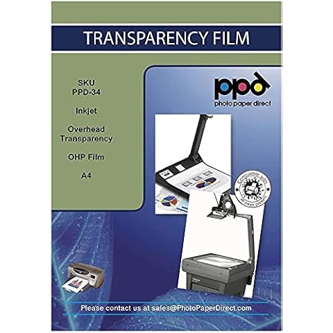 PPD Inkjet Premium Clear OHP Acetate Transparency Film/Screen Print Film Instant Dry A4x50 PPD-34-50 Cover