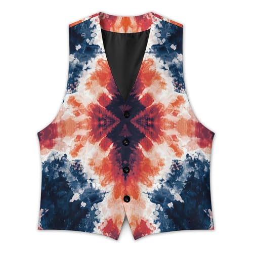Grunge Tie Dye Pattern Men's Suit Vest Slim Fit V-Ncek Waistcoat Business Casual Vest3