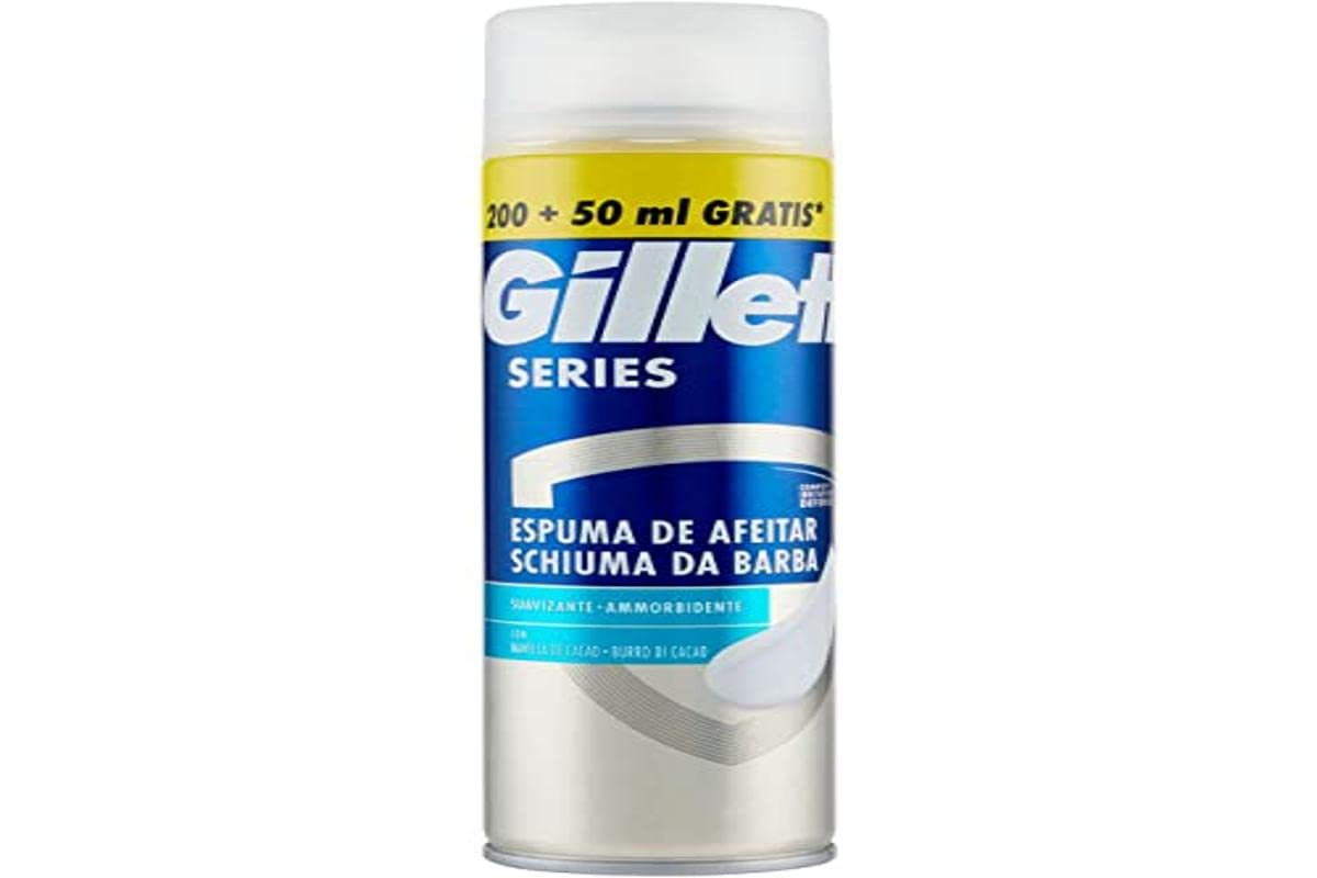 Gillette Series Espuma De Afeitar Suavizante Con Manteca De Cacao Para Maquinilla De Afeitar Para Hombre, 250ml