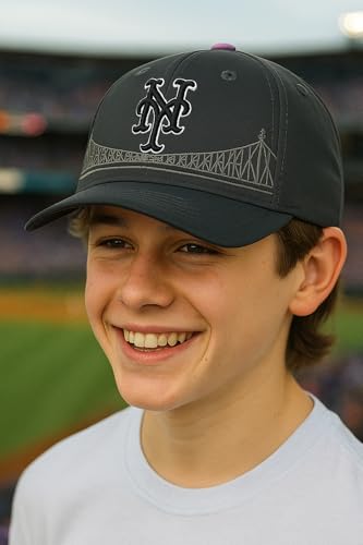 Gorra deportiva juvenil oficial NY Mets con logo ajustable miniatura 4