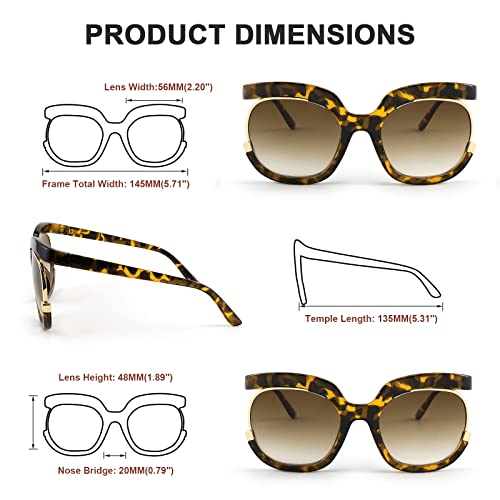 FEISEDY Retro Square Round Women Sunglasses Large Vintage Lady Shades B40914