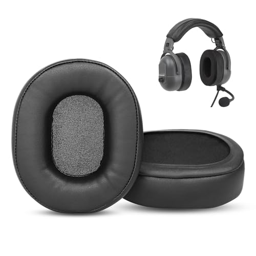 Repuestos Almohadillas HTINDUSTRY compatibles con audífonos Telex Echelon 25xt, Stratus 30xt, 50d Pilot, Cuero Proteico Suave y Espuma de Memoria miniatura 1
