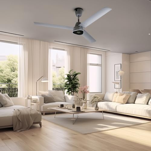 Image of EcoLink AiroGeometry Smart Ceiling Fan | Silver Mist Finish | Wi-Fi & App Control | High-Speed Energy Efficient Fan | Modern 3-Blade Design for Smart Homes & Offices | Pack of 1