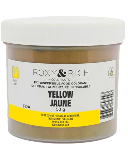 Roxy & Rich Natural Fat Dispersible Powder Food Color, 50 Grams Yellow