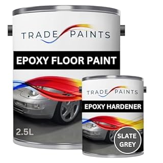 paints4trade 2 Pack Epoxy Garage Concrete Floor Paint - Dark Grey BS18B25-2.5L – Heavy Duty, Durable, Chemical & Oil Resistant, Long-Lasting Industrial Strength