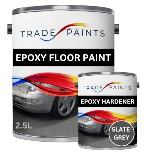 paints4trade 2 Pack Epoxy Garage Concrete Floor Paint - Dark Grey BS18B25-2.5L – Heavy Duty, Durable, Chemical & Oil Resistant, Long-Lasting Industrial Strength