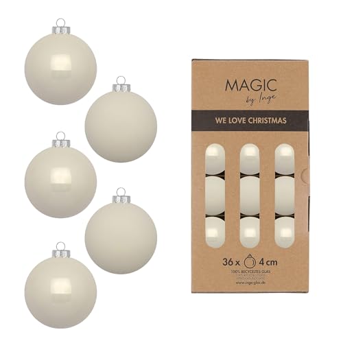 Weihnachtskugeln Glas 4cm 36 Stück - matt & glänzend - Kleine Christbaumkugeln Weihnachtsbaumkugeln für Weihnachten - Christbaumschmuck & Weihnachtsbaumschmuck - Blanched Almond