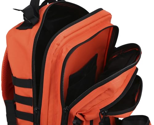 Image of REEBOW GEAR Military Tactical Backpack for Men Large Army 3 Day Assault Pack Molle Hiking Daypack Bag (Orange-black)