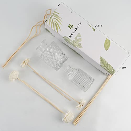 Mulgreat Reed Diffuser Set With Stick, Refillable Diffuser Bottles Set 2 Pack With Rattan Sticks And Sola Flowers & Reed Diffuser Sticks, Diy Diffuser Jars For Home Decor & Office Décor #TOP5