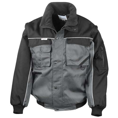 Image of Result RE71A Work-Guard Zip Sleeve Heavy-Duty Pilot Jacket - Grey/Black, Large