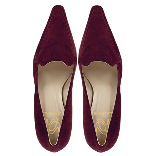 Image of LEHOOR Women Vintage Chunky Block Heel Pumps Shoes Square Pointed Toe Slip On Formal Office Work Business Loafers Shoes Suede Snakeskin Cone Heel Oxford Shoe Ladies Professional Chic Fall 4-11 M US