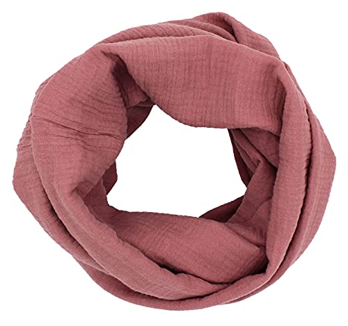 Musselin Loop Schal Schlauchschal 100% feine Baumwolle Damenhalstuch Halstuch Damen Frauen Frühling Herbst ca.160 x 70 cm (Altrosa)