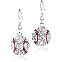 Baseball Rhinestone Drop Dangle Earrings Sports Jewelry for Women Girls Idea Gifts