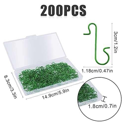 Aixoom 200 Pcs Christmas Ornament Hooks, Christmas Ornament Hangers Metal Wire Small Hooks S-Shaped With Storage Box For Christmas Tree Party Balls Decoration(Green) #TOP1