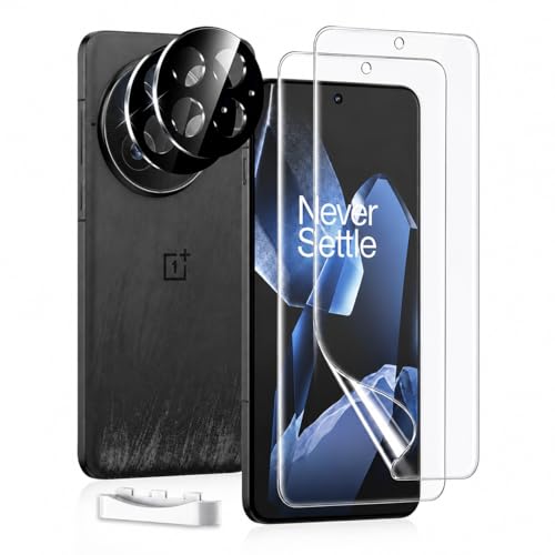 uShield 2 Pack for OnePlus 13 Screen Protector [Not Glass] + 2 Pack Camera Lens Protector with Installation Frame Support Fingerprint Unlock Touch Sensitive Anti-Scratch Case Friendly