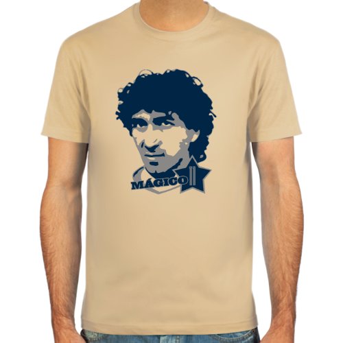 SpielRaum Camiseta Jorge Mágico González ::: Color: Azul Claro, Beige o Blanco ::: Tallas: S-XXL (Fútbol)