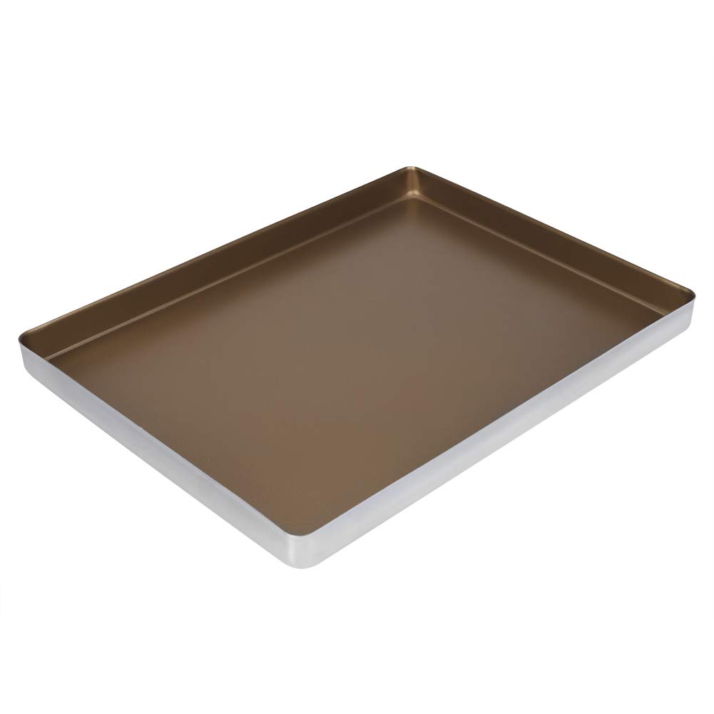 Backbleche aus Aluminiumlegierung, Premium-Antihaft-Backblech, Backblech für Heimöfen, langlebig, leicht, leicht zu reinigen, 40 x 30 x 3 cm, goldbeschichtet