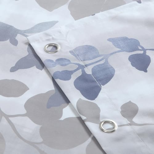 BESTRIPES Extra Long Fabric Shower Curtain, Gray and Blue Botanical Branch Leaf Print, Waterproof Bathroom Curtain, 72" W x 84" H by BESTRIPES - Used condition - Image 4