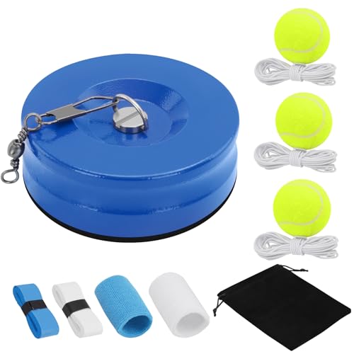 Tennis Trainer Set with 3 Rebound Balls, Tennis Training Equipment with Iron Base, Portable Tennis...