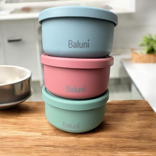 Baluni Lunchbox Brotdose Aufbewahrung, Platium Silikon Stapelbar, Mikrowellen-, spülmaschinen- und gefriergeeignet, luftdichte Versiegelung, frisch, nachhaltig umweltfreudlich (Blau)