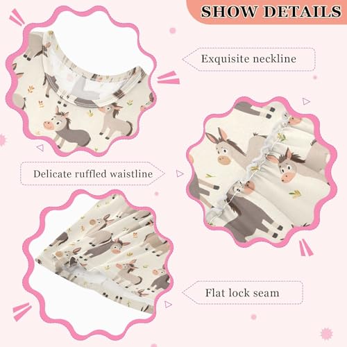 Donkey Pattern Girls Summer Sleeveless Dress Casual Sundress 2-8 Years3