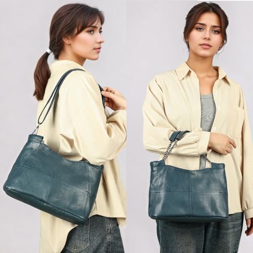 Image of Genuine Leather Women Handbags and Purses Designer Medium Tote Bag Fashion Shoulder Crossbody Satchel Hobo Bag