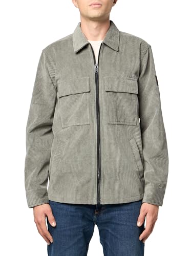 BOSS Heavy Corduroy Zip Closure Overshirt, Fossil Grey, S