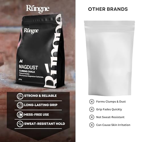 RUNGNE Magdust Chalk - Premium 100% Magnesium Sports Chalk for Rock Climbing, Bouldering, Gym, and Weightlifting - High-Performance Climbing Chalk Powder for Superior Grip - Non-Toxic Formula