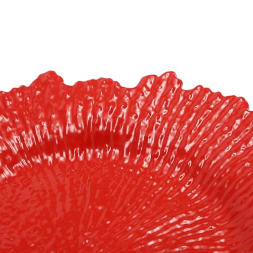 Set de 24 platos rojos redondos de 12.6 in, diseño coral miniatura 4