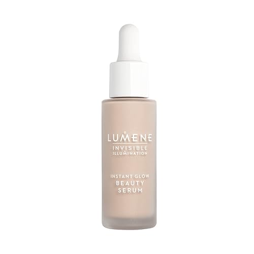 Lumene Invisible Illumination Instant Beauty Glow Serum - Maquillaje facial de cobertura transparente + suero iluminador - Infundido con algas