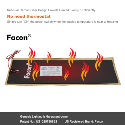 Image of Facon 6 inch x 18 inch RV Pipe Heater Pad - 2Packs, Work for 1-1 /2 inch Pipe, Heating Pad for RV, Camper, Travel Trailer and Motorhome Water Tank System, DC 12Volts-13.5Volts