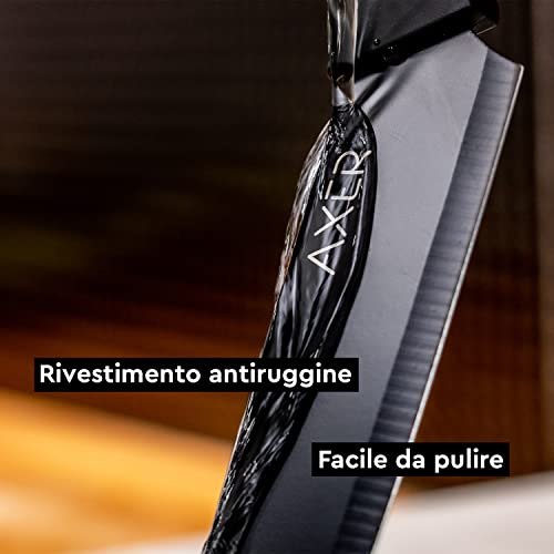 Axer 3 Pezzi Set Coltelli da Cucina Professionali Neri - Chef Knife - Inox - immagine 6
