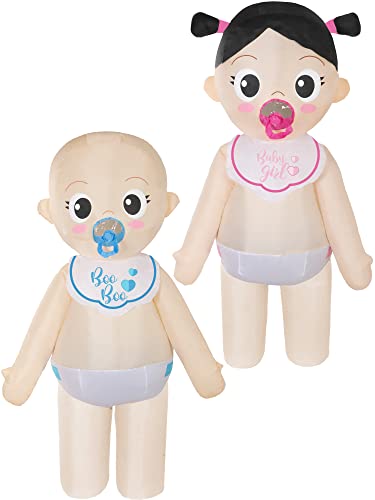 Sintege 2 Pcs Giant Inflatable Baby Costume for Adult 96 Gender Reveal Ideas Boy & Girl Funny Blow Costume Outfit for Baby Shower Gender Reveal Party Cosplay Supplies