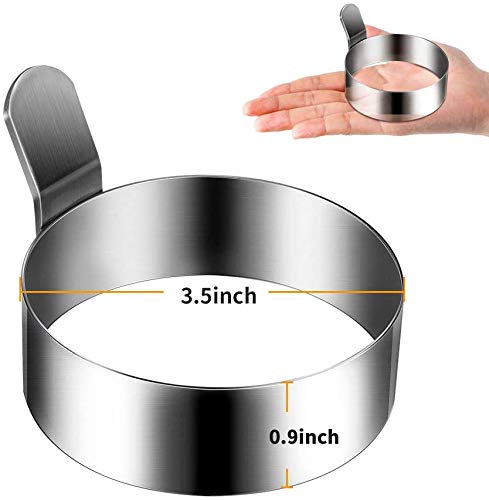 Winkeyes 4Pcs 3.5 Inch Stainless Steel Round Pancake Rings Egg Rings, Non Stick Fried Egg Mold, Pancakes Maker Molds, Breakfast Egg Sandwich Cooker Maker (3.5Inch) #TOP3