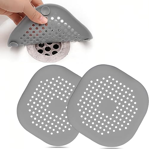 2 Pcs Silicone Drain Protector with Sucker, Sink Strainer Protector, Shower Drain Covers Hair Catcher, Strainer Plug Trap Filter for Bathroom, Bathtub, Kitchen