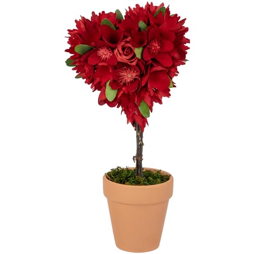 Northlight Wooden Mixed Floral Valentine's Day Artificial Potted Topiary - 14