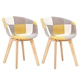 Silla de comedor robusta: silla moderna con patas de madera doradas y diseño de patchwork. Las sillas de comedor y cocina resistentes y no se dañan fácilmente y son fáciles de limpiar con el cepillo suave de un aspirador. No deja manchas visibles en comparación con las sillas más ligeras.