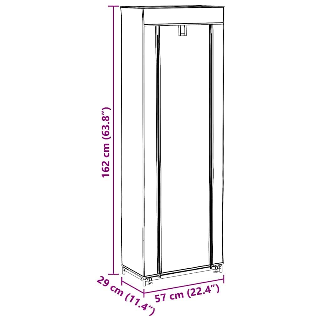 Armario para zapatos (8 capas, tejido no tejido marrón, 57 x 29 x 162 cm, ahorra espacio, apilable para pasillo, dormitorio, pasillo, pasillo, almacenamiento cerrado para hasta 20 pares de